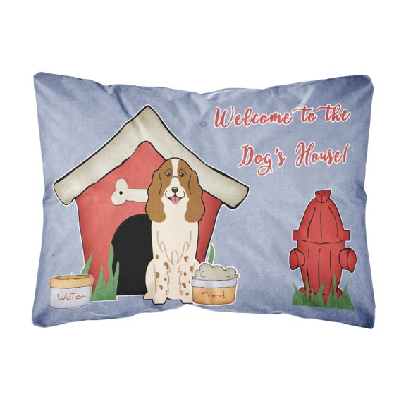 Carolines Treasures BB2785PW1216 Dog House Collection Russian Spaniel Canvas Fabric Decorative Pillow  12H x16W
