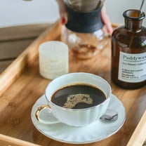 NICEXMAS Porcelain Coffee Set Coffee Cup and Saucer Set Bone Porcelain Gold Inlaid 1 Latte