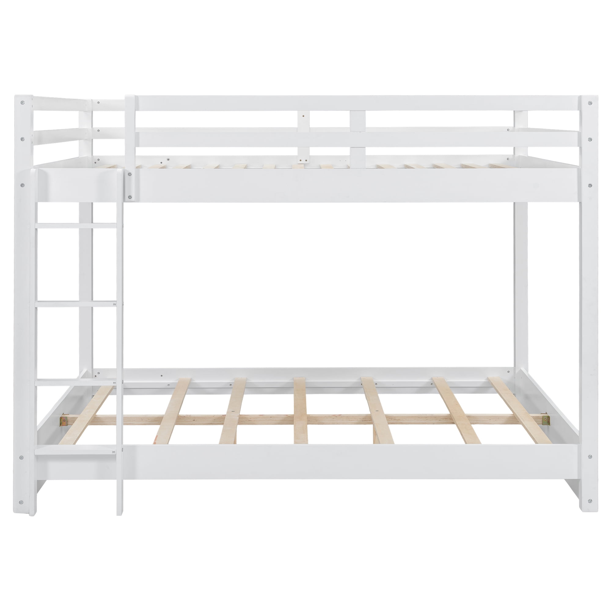 Euroco Wood Queen over Queen Bunk Bed for Kids Teens Adults, White
