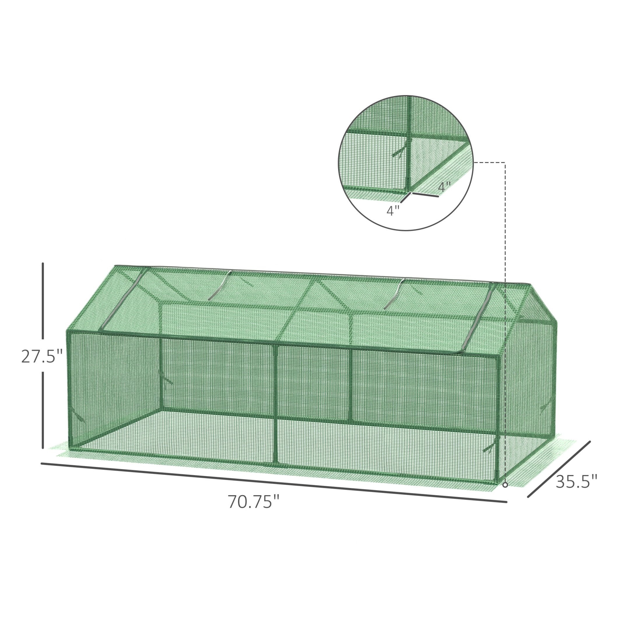 71" x 36" x 28" Mini Greenhouse Portable Hot House for Plants with Large Zipper Windows for Outdoor, Indoor, Garden, Green