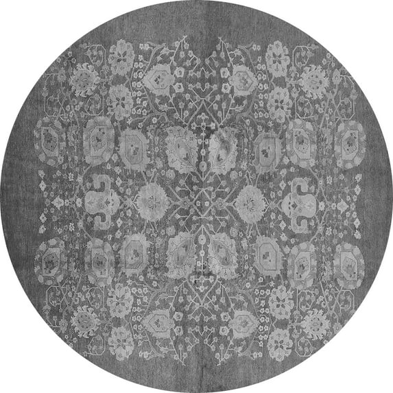 Ahgly Company Indoor Round Oriental Gray Industrial Area Rugs, 4' Round