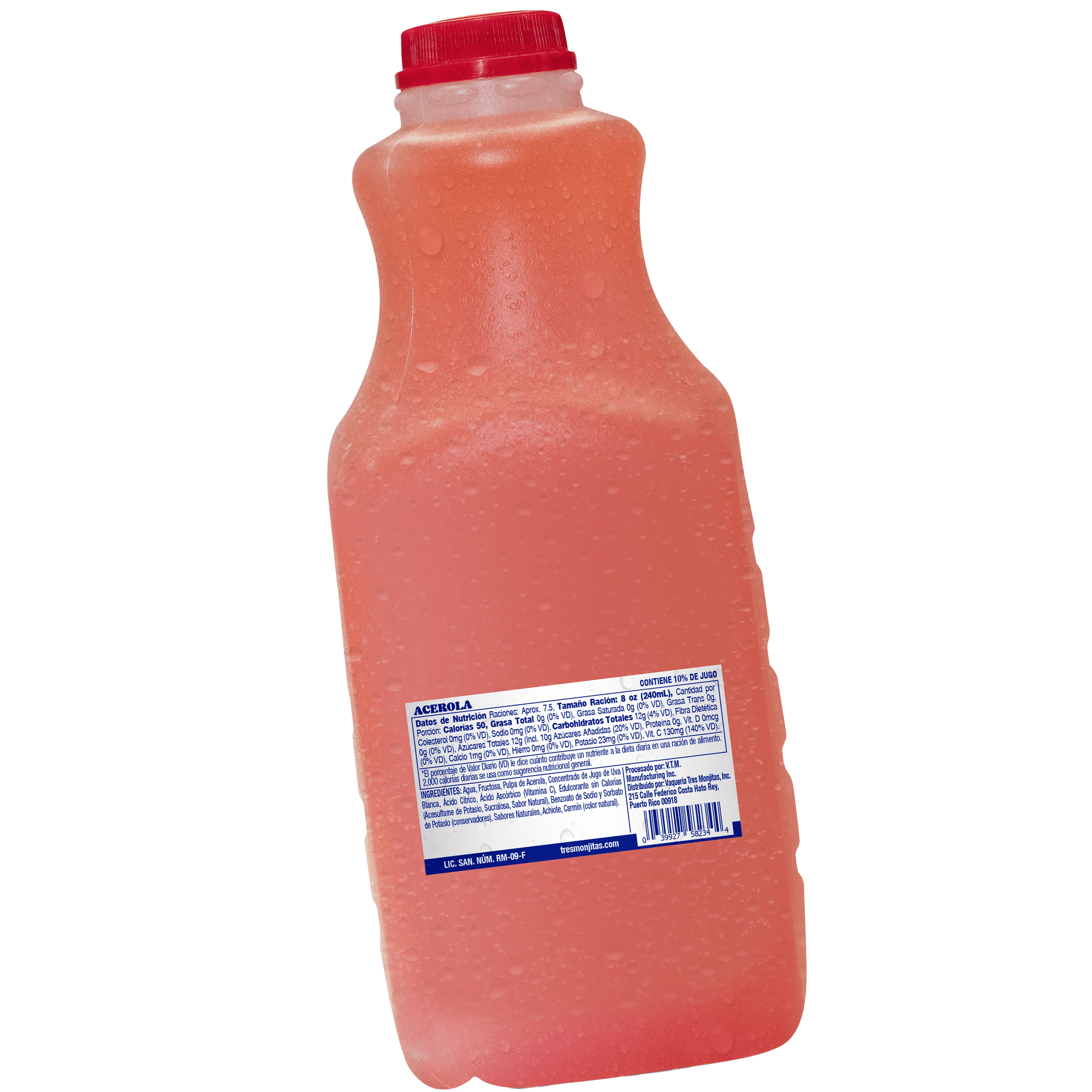 Tres Monjitas Smooth Acerola Juice Drink 59 oz fl, Plastic Bottle Refrigerated