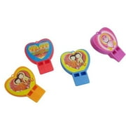 Valentine's Pack of 24 Colored Shaped Whistles | Dazzling Toys Heart Shaped Whistles | Assorted Designs