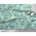 thumbnail image 2 of Soimoi Green Cotton Duck Fabric Vector Design Damask Printed Craft Fabric by the Yard 44 Inch Wide, 2 of 3