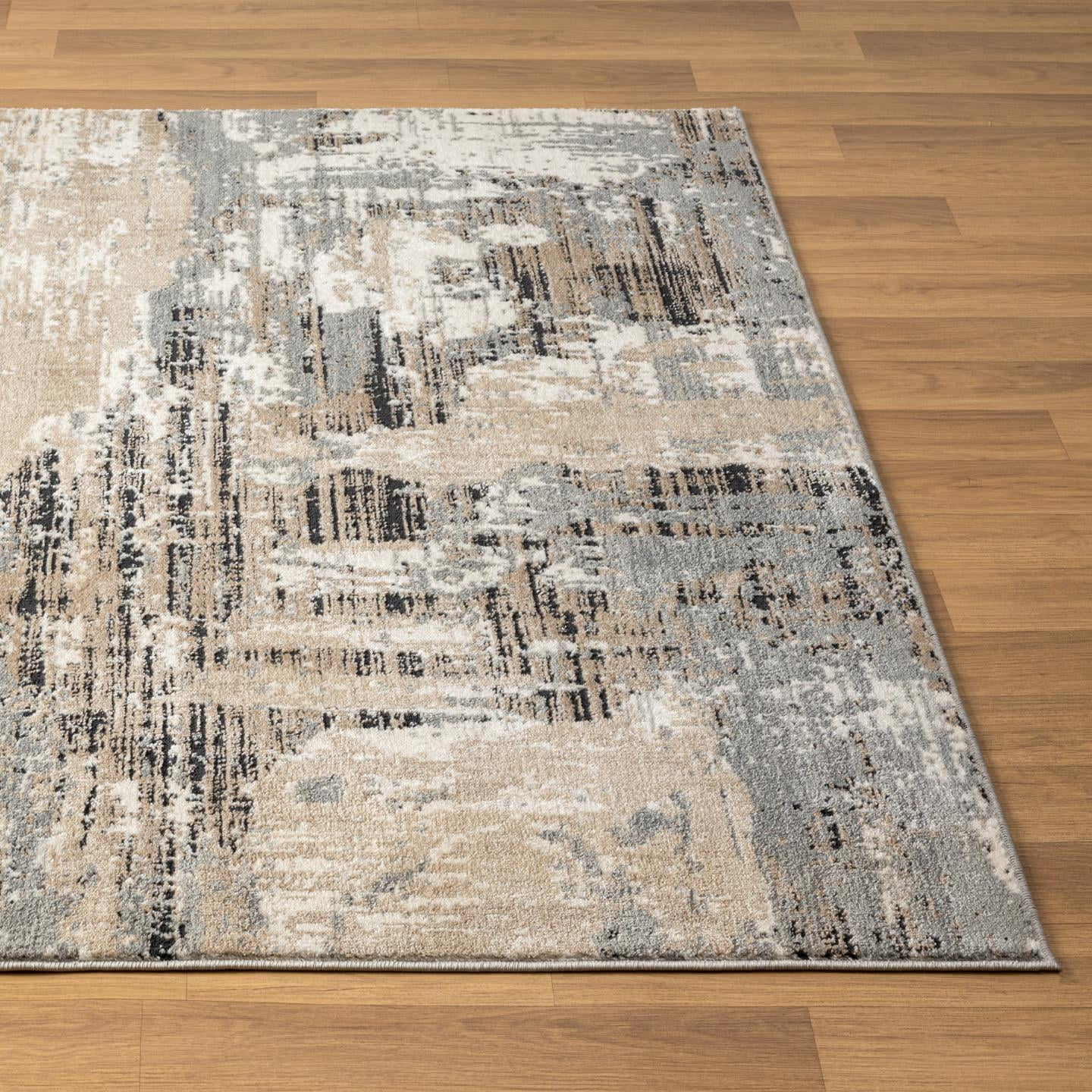 Luxe Weavers Modern Abstract Distressed Beige 4x5 Area Rug for Living Rooms and Bedrooms