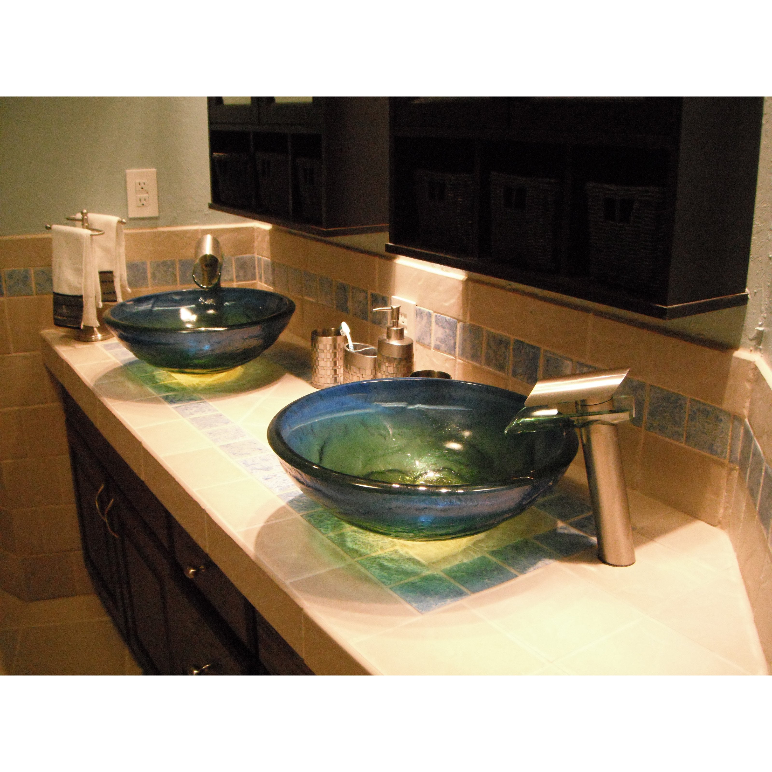 Novatto Mare Glass Vessel Sink Blue Yellow Green