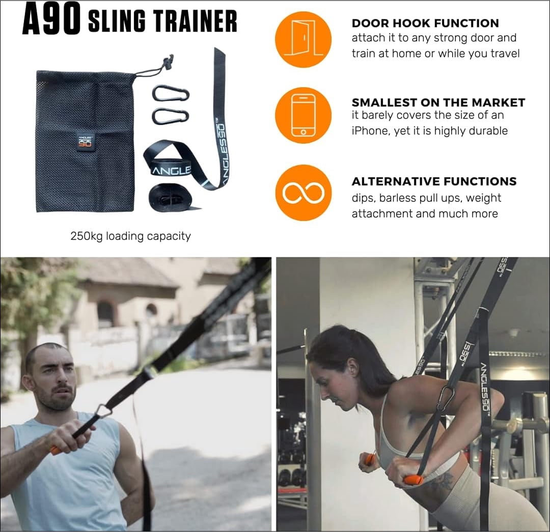 Angles90 A90 Full Set Home Gym Kit Sling Trainer Resistance Bands Cable Pulley Ergonomic Grips