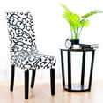 thumbnail image 5 of PiccoCasa 6Pcs Elastic Slipcovers Floral Chair Covers for Dining Room, White and Black, 5 of 6