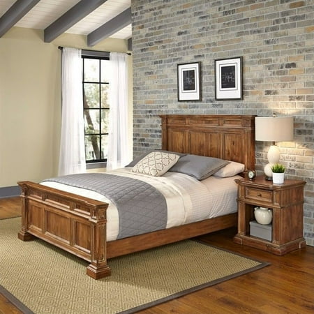 Home Styles Americana 2 Piece Queen Bedroom Set in Natural Acacia