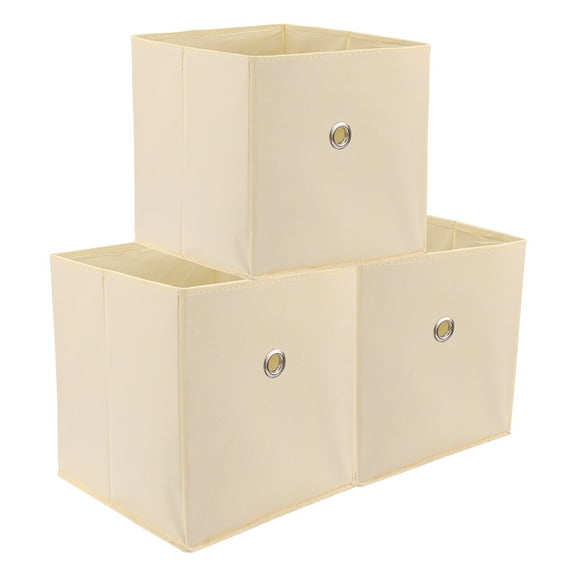 Unique Bargains Fabric Storage Bin for Shelves Closet Beige 11*11*11in