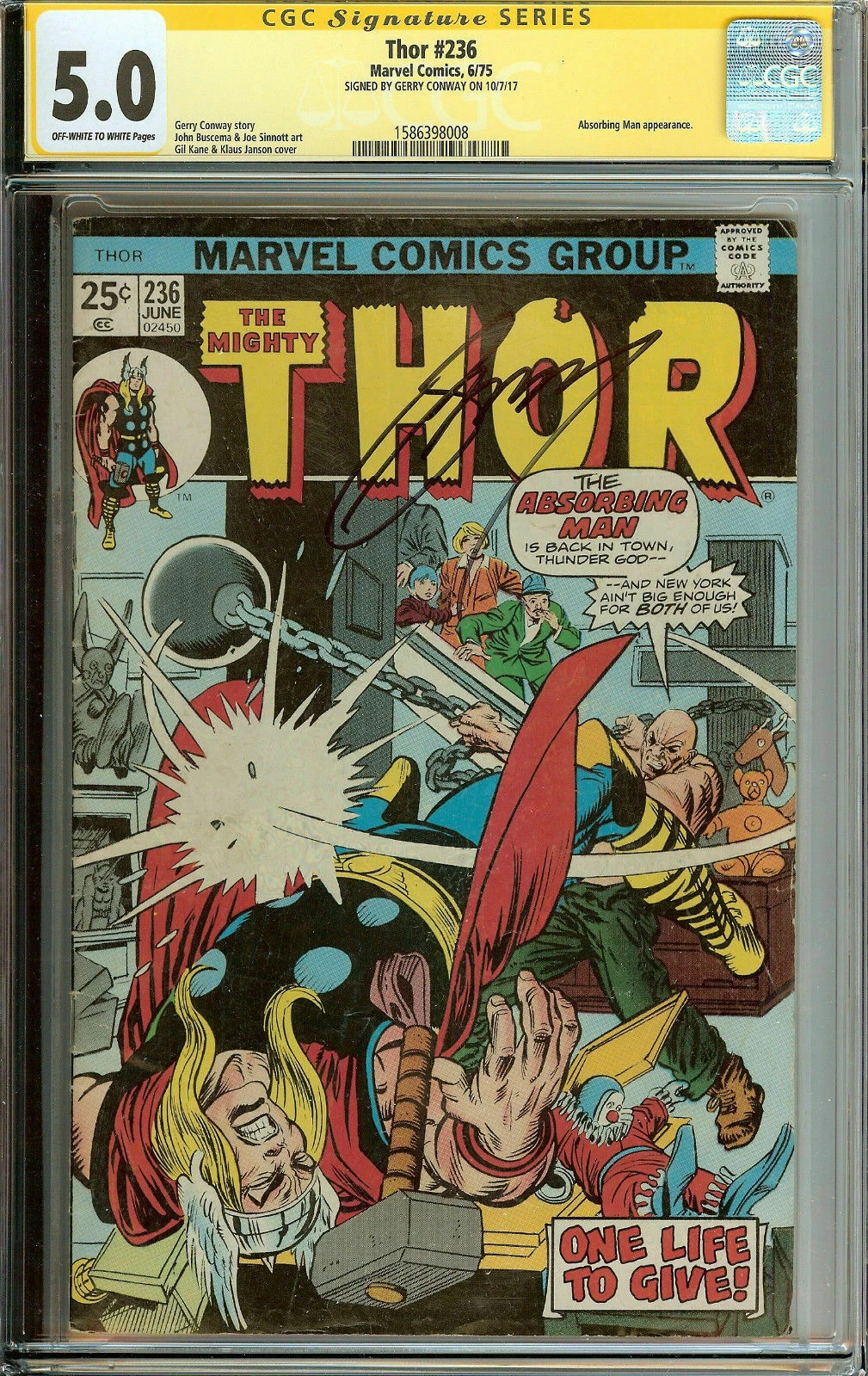 The Mighty Thor #236 Signed by Gerry Conway CGC 5.0