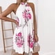 thumbnail image 2 of Falda plisada sin mangas con estampado de hebilla y cuello Halter de verano para mujer a la moda Pompotops qwe13863, 2 of 9