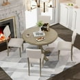thumbnail image 3 of Round Dining Table Set for 4, TUANLUO Wood Dining Table and Chairs Set, Dining Room Set with Round Table and 4 Cushioned Chairs, 5 Piece Dining Table Set for Kitchen Dining Room, Taupe, 3 of 10