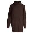 thumbnail image 4 of RMGVDSD Women's Turtleneck Oversized Sweaters Long Sleeve Loose Pullover Tunic Mini Sweater Dress With Pockets Solid Color Fashion Basic Sweater Tops /Brown, 4 of 4