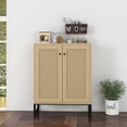 thumbnail image 2 of Rattan Accent Cabinet with 2 Doors, Storage Sideboard for Living Room, Kitchen Buffet Table in Natural Finish, 2 of 10