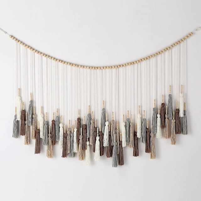 Colgante de pared grande con borlas de macramé, guirnalda de borlas boho, borla colgante para decoración de guardería, 31.5 "x 27.5" - ACTIVE Biensenido a ACTIVE