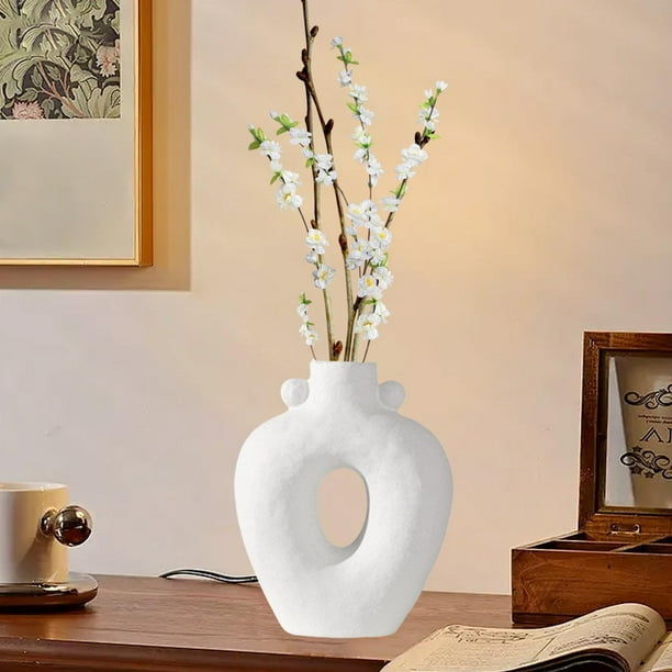 Jarrón de cerámica, jarrón decorativo, contenedor de flores bohemio de estilo nórdico, soporte para escritorio, estantería, sala de estar, decoración Estilo C