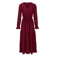 thumbnail image 5 of cfhntfmh Fall Dresses for Women Long Sleeve V Neck Long Maxi Dress Elegant Flowy Tiered Ruffle Hem A-Line Dress, 5 of 5