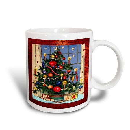 Cobalt Ceramic Mug - 3dRose Old Fashion Christmas Tree, Ceramic Mug, 11-ounce