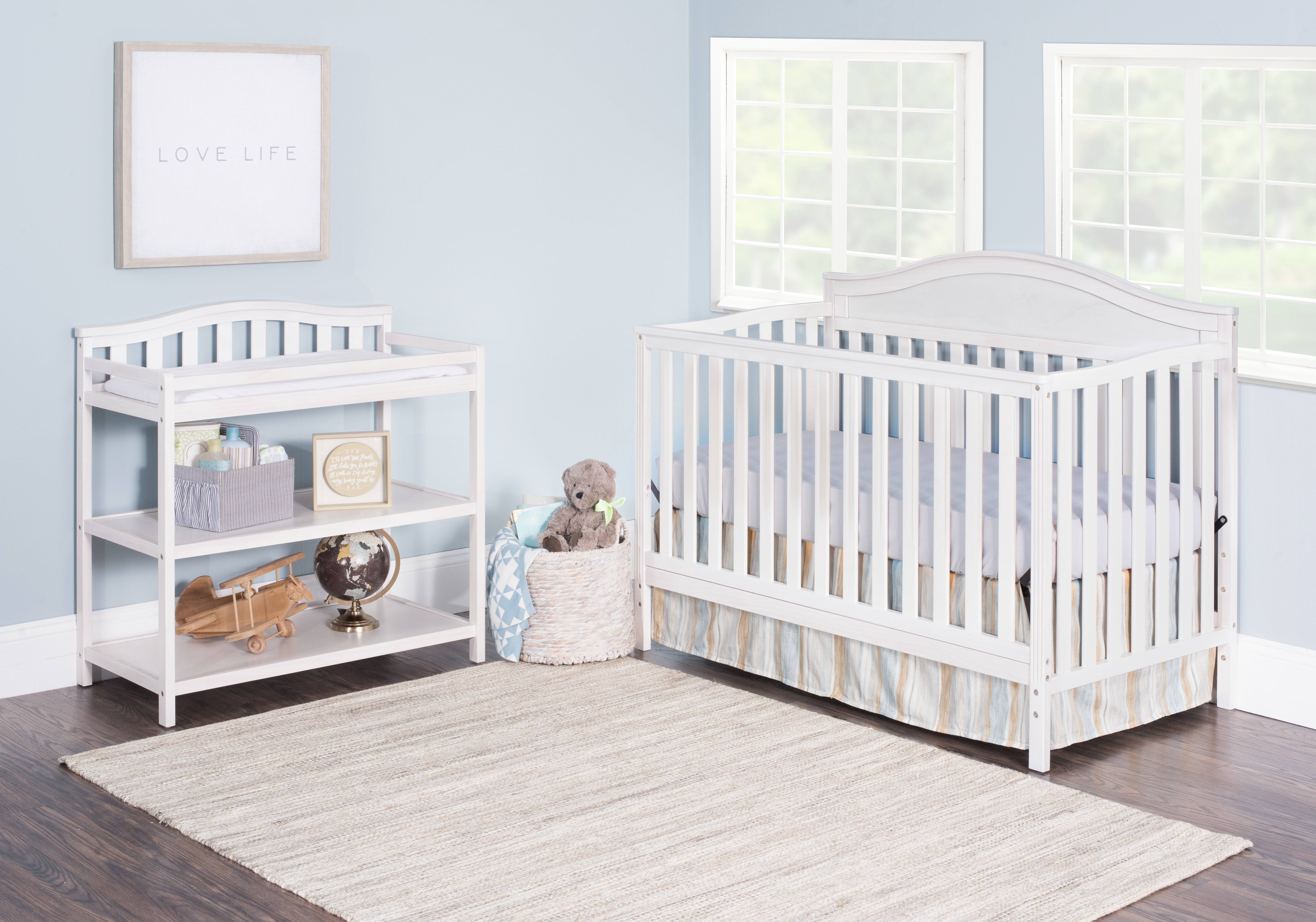 Child Craft 4-in-1 Convertible Baby Crib - White Wash - Sidney Collection