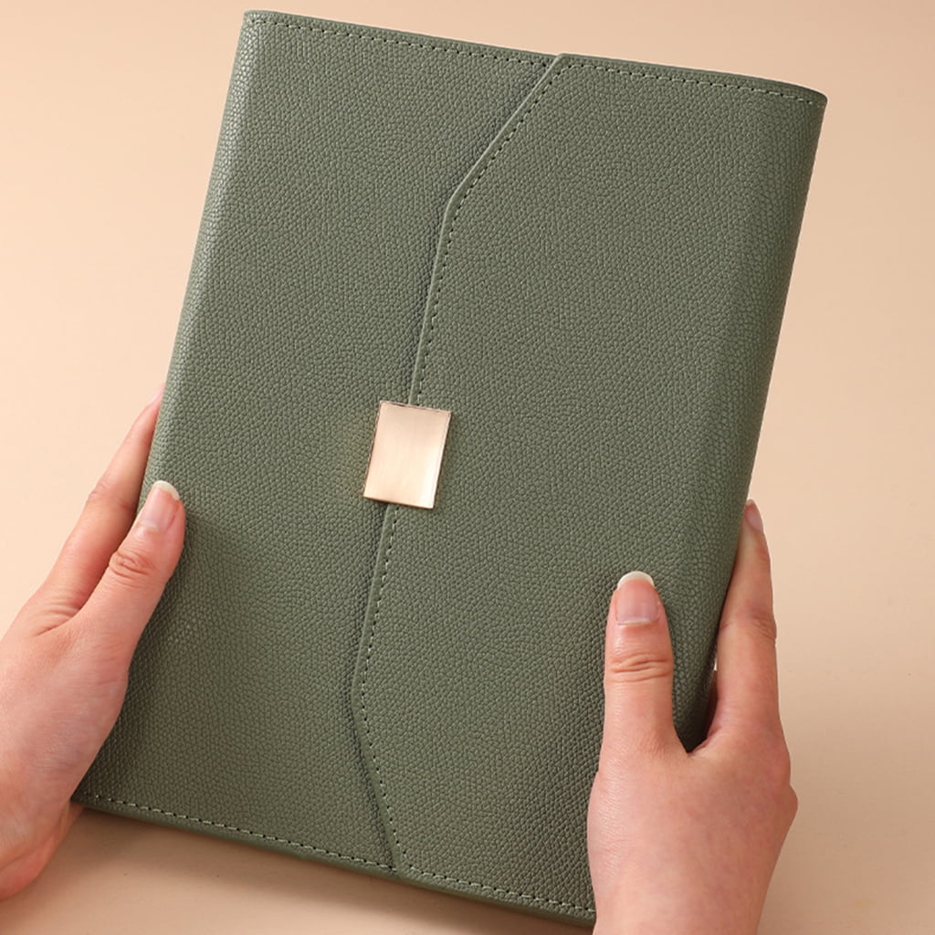 PU1eatherJournal Refillable 6 Rings Binder Notebook with Pen Slot and Card Holder 200Pages Lined for Women Men Student