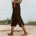 thumbnail image 2 of Womens Travel Pants Casual Loose High Waist Linen Wide Leg Beach Pants With Pockets Soft Cool Fabric For Summer Xl Pants For Women, 2 of 9