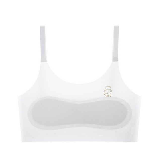 BYHONG Training Bras For Girls Teen Girls Sports Bras Comfort Soft Solid Color Bras White L