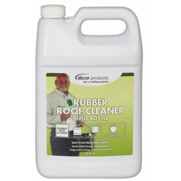 Dicor Corp. Rubber Roof Cleaner RP-RC-1GL Use To Clean RV Rubber Roof And Vehicle Exteriors; 1 Gallon Can; Single; With English Language Packaging