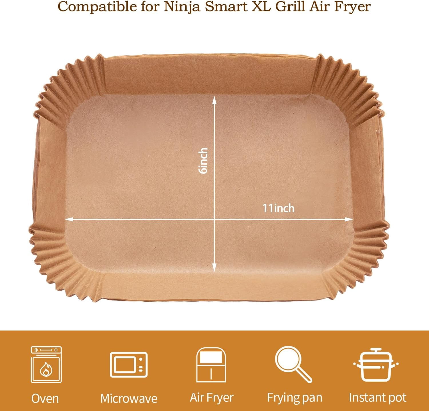 Air Fryer Liners For Ninja Foodi Smart Xl Air Fryer,120Pcs Air Fryer Disposable Paper Liner, Parchment Liners For Ninja FG551 6-in-1 Indoor Grill,Rectangular