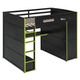 thumbnail image 6 of Harper & Bright Designs Full Size Gaming Loft Bed with Desk and Wardrobe, Solid Wood Full Gaming Loft Bunk Bed Frame with RGB Lights and Storage, Green, 6 of 13