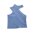 thumbnail image 2 of Womens Plus Size Tops Fashion Women's Summer Solid Round Neck Tank Top Ladies Blouses Sexy Summer Tops for Women Light Blue M, 2 of 4