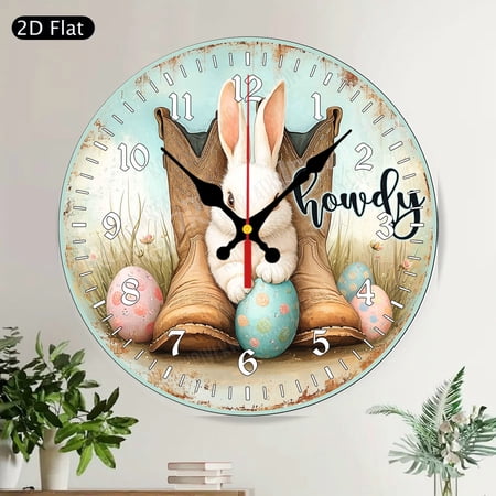 Shabby Chic Floral Round Wall Clock Rustic Farmhouse Purple Pink Flowers Silent Non Ticking
