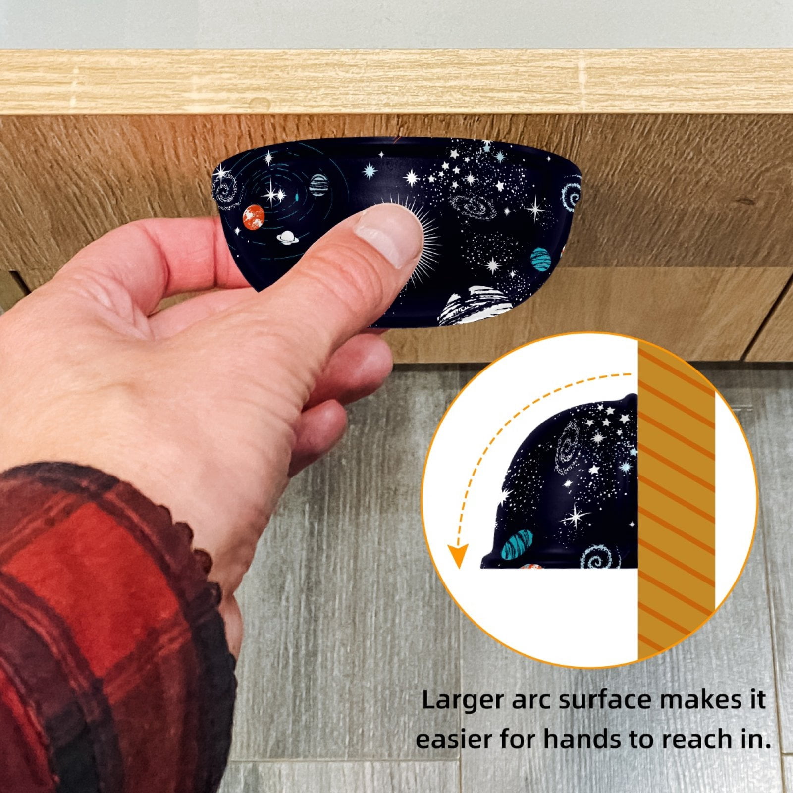 4 PCS Cabinet Cup Pull Stars Planets Rockets Drawer Handles with Screws for Cabinet Dresser Kitchen Home Hardware Decor