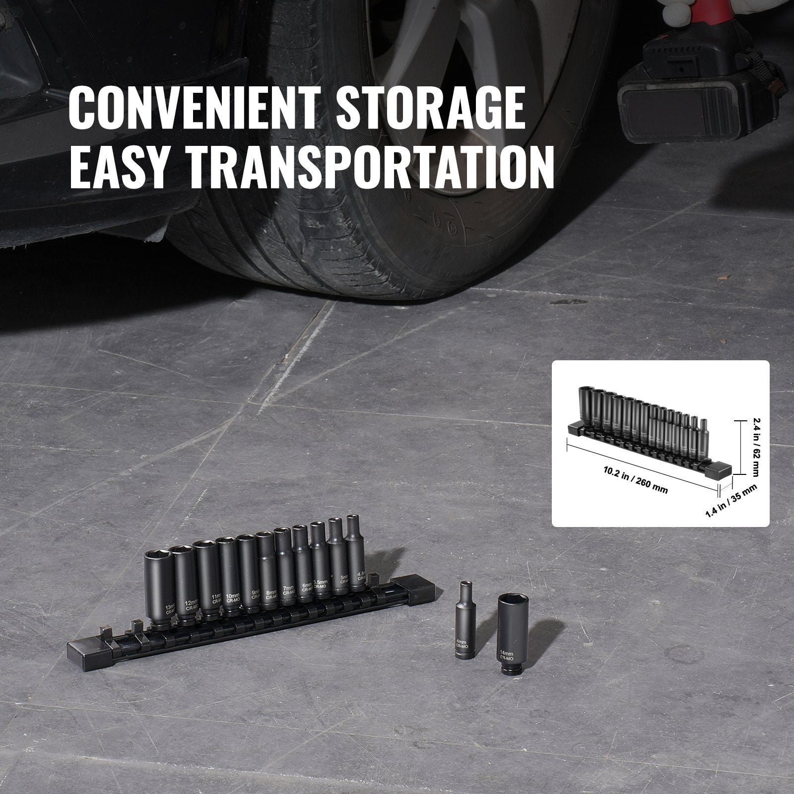 14-Piece 1/4-Inch Drive 6-Point Impact Socket Set & Ratchet Tool Kit in Carry Case