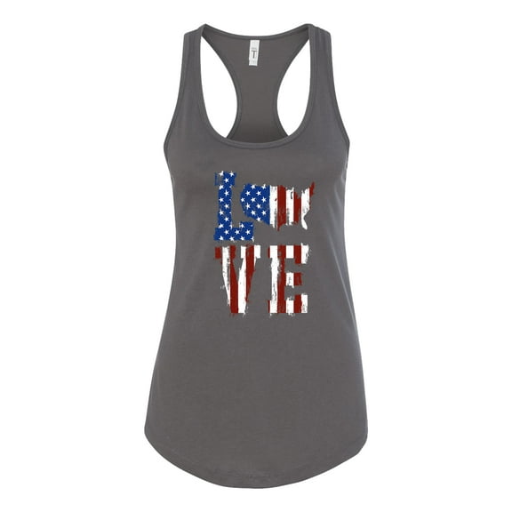 Love America United States Outline Women's Athletic Racerback Tank Top-Dark Grey-small