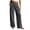 Dark Gray, variant on Womens Ribbed Knit Wide Leg Pants Double Layer Drawstring High Waist Dual Side Hand Pockets Solid Color Stretch Casual Flowy Daily Trousers
