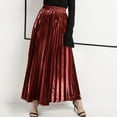 thumbnail image 2 of Npasoilc Sequin Skirts for Women Trendy High Waist Draping Ruffle Hem Swing A-Line Skirt Solid Color Casual Pleated Skirt, 2 of 5