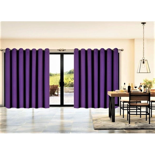 SAMIMPORT-2011 Cortinas opacas con ojales y estampado morado liso para puerta corrediza de cocina, 100 x 84 pulgadas