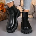 thumbnail image 4 of Women's Chelsea Boots Fashion Lug Sole Chunky Heel Slip on Elastic Ankle Booties Platform Fall Booties, 4 of 9