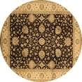 thumbnail image 1 of Ahgly Company Machine Washable Indoor Round Oriental Brown Industrial Area Rugs, 7' Round, 1 of 4