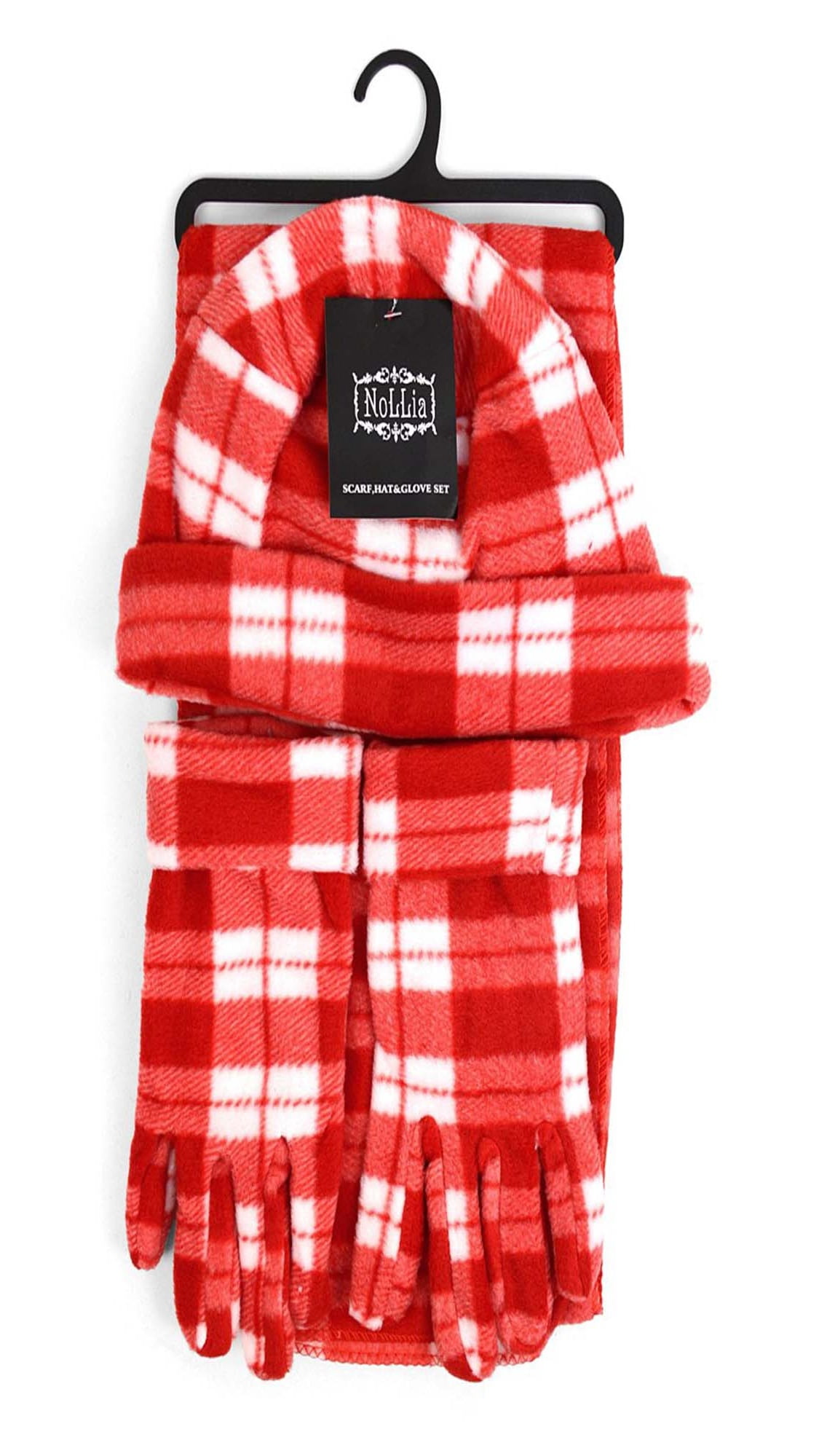 Mixed Style 3 Piece Fleece Hat Scarf & Glove Womens Winter Set 