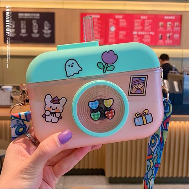 Botella de agua de helado de Donut con pajita, taza de sandía cuadrada creativa, botella de tritán portátil a prueba de fugas, sin BPA, novedad de verano