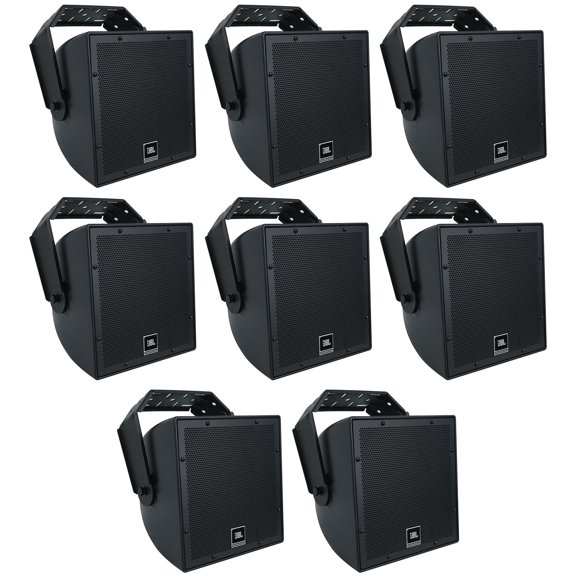 (8) JBL AWC82-BK 8" Black Indoor/Outdoor 70V Surface Mount Commercial Speakers