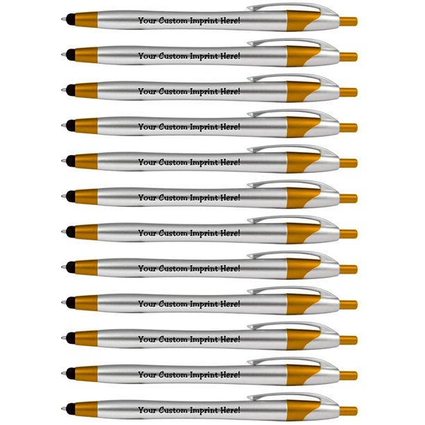 Personalized Ink Pens with Stylus The Stream Click action Custom Black writing Printed