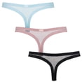 thumbnail image 3 of Curve Muse Women’s Sexy Lace Thong Bikini G-String Underwear Panties-3 Pack-Blue,Mauve,Black-XL, 3 of 7