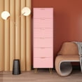 thumbnail image 2 of Woodpeckers Furniture and Mattress 6-Drawer Lingerie Chest - MDF Wood & Metal Legs - Bedroom Storage Organizer-Color:Pink, 2 of 2