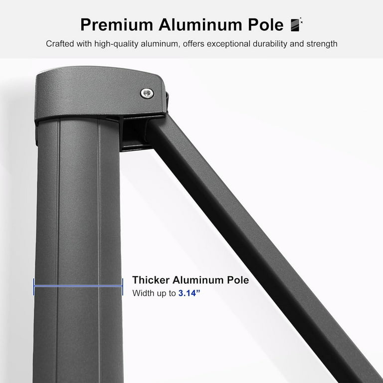 PURPLE LEAF 10' X 13' Patio Cantilever Umbrella Outdoor Offset Rectangle  Umbrella with 360-degree Rotation for Deck Pool Garden,Dark Grey -  Walmart.com