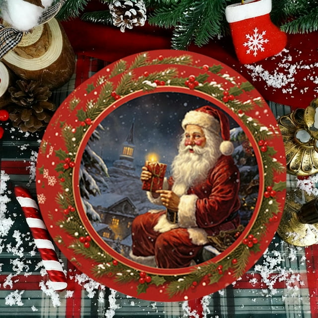 Tunhigl 16 Pieces 7 Inches Christmas Disposable Paper Plates Winter Christmas Tree News Year Party Tableware Supplies Birthday Party Tableware