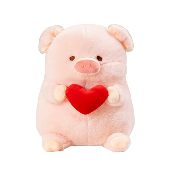 Pig Stuffed Animal with LoveHeart, 13.7In Cute Pink Pig Stuffed Plush Toy, Soft Plushie Pillow, Great Birthday Christmas Valentine's Day Gifts for Kids Boys Girls, Cozy Hugging Pillow