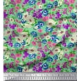 thumbnail image 1 of Soimoi Green Cotton Voile Fabric Leaves,Bee & Floral Artistic Print Fabric by the Yard 42 Inch Wide, 1 of 1